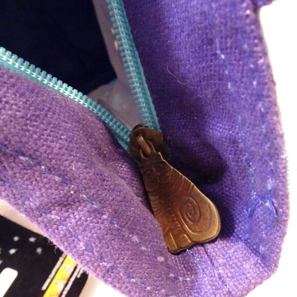 Indigo Cats Laurel Burch Small Canvas Purse Tote Handbag Blue NEW Beaded Sequin - Picture 8 of 8